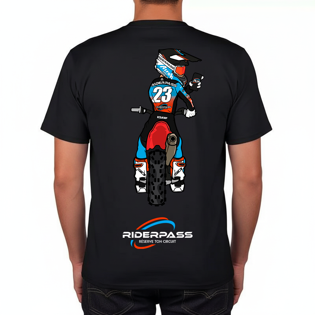 T-shirt RIDERPASS Homme Noir manches courtes